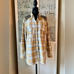 Free People - Plaid Sequin Yoke Buttondown